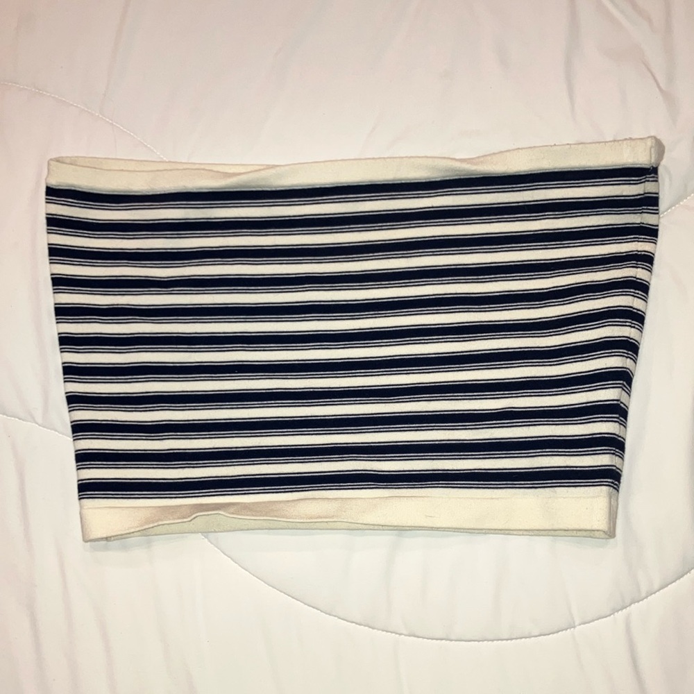 Striped navy and cream tube top